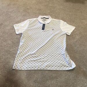 Original Penguin White and Gray Polo Shirt with Geometric Design